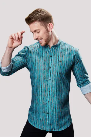 Darian Blue Stripe Printed Shirt