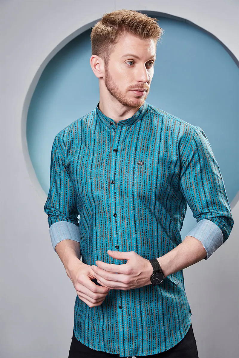 Darian Blue Stripe Printed Shirt