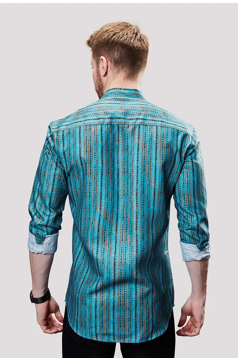 Darian Blue Stripe Printed Shirt