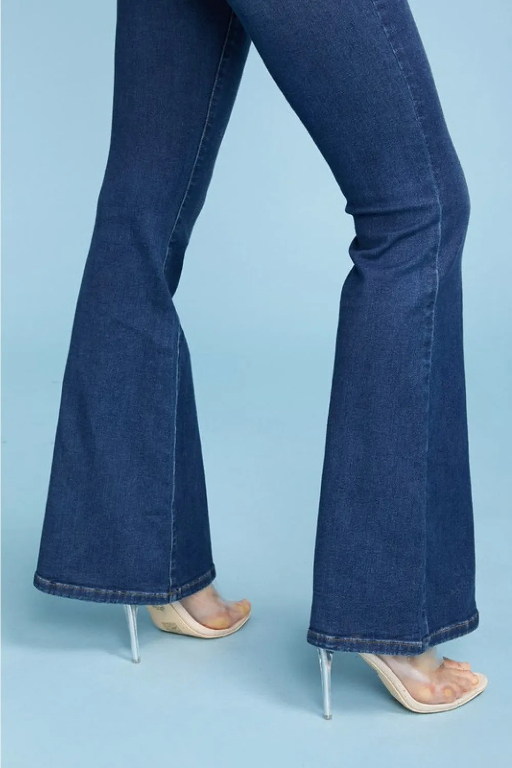 Dark High Waist Patch Pocket Flare