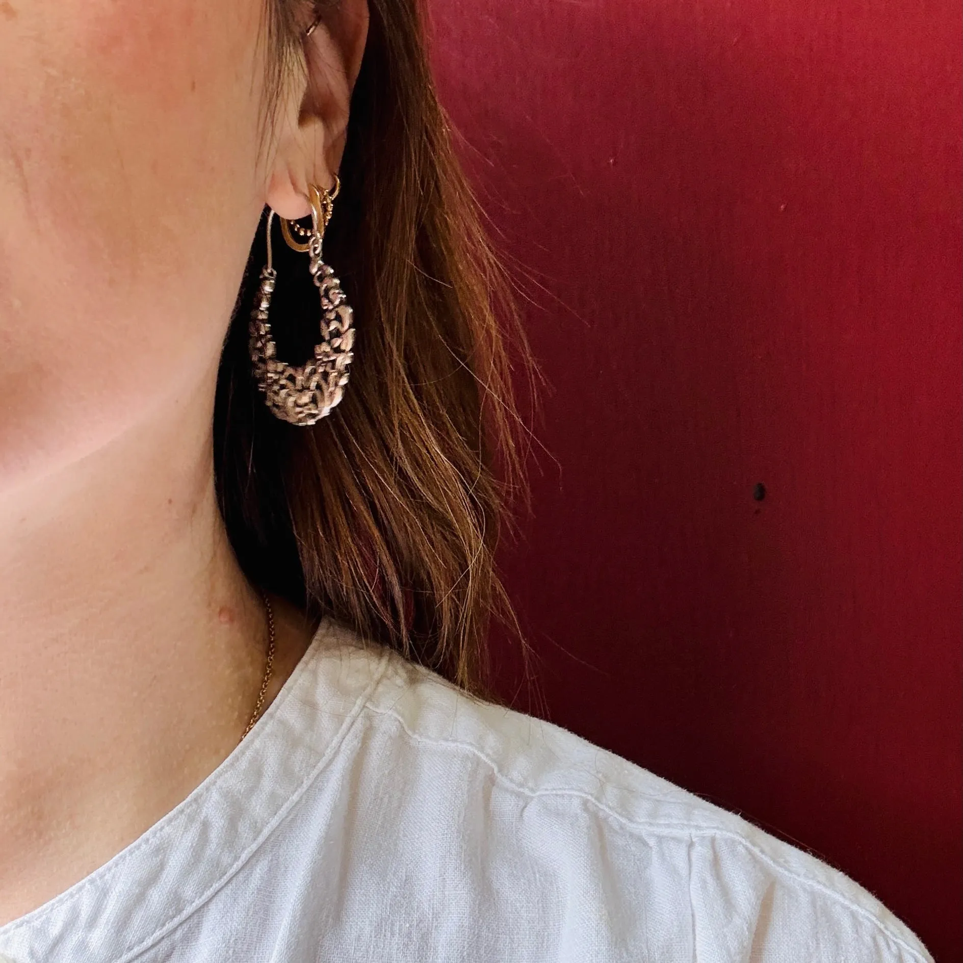 Delightful Floral Motif Sterling Silver Hoop Earrings