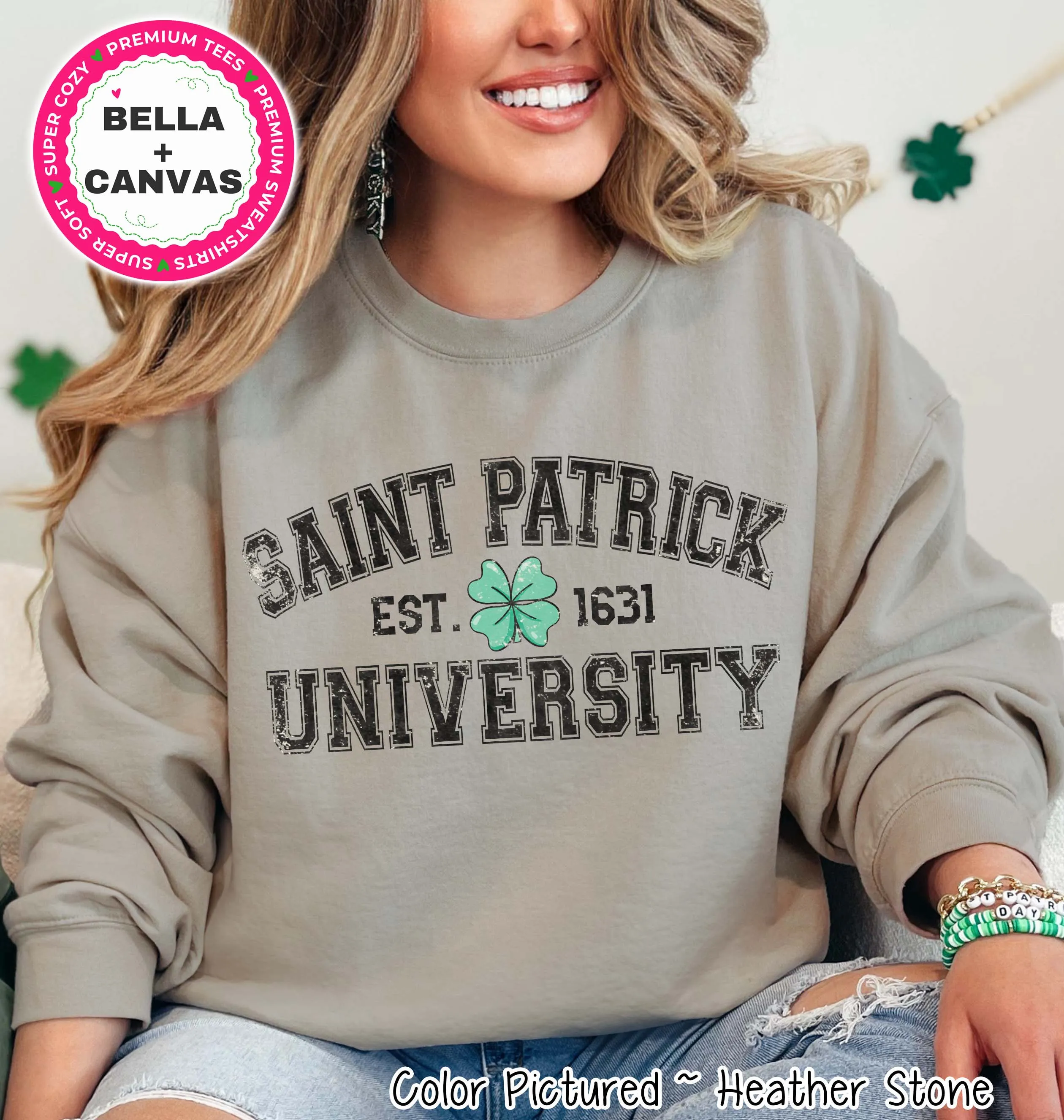 Distressed Saint Patrick University St Patricks Day Tee or Sweatshirt