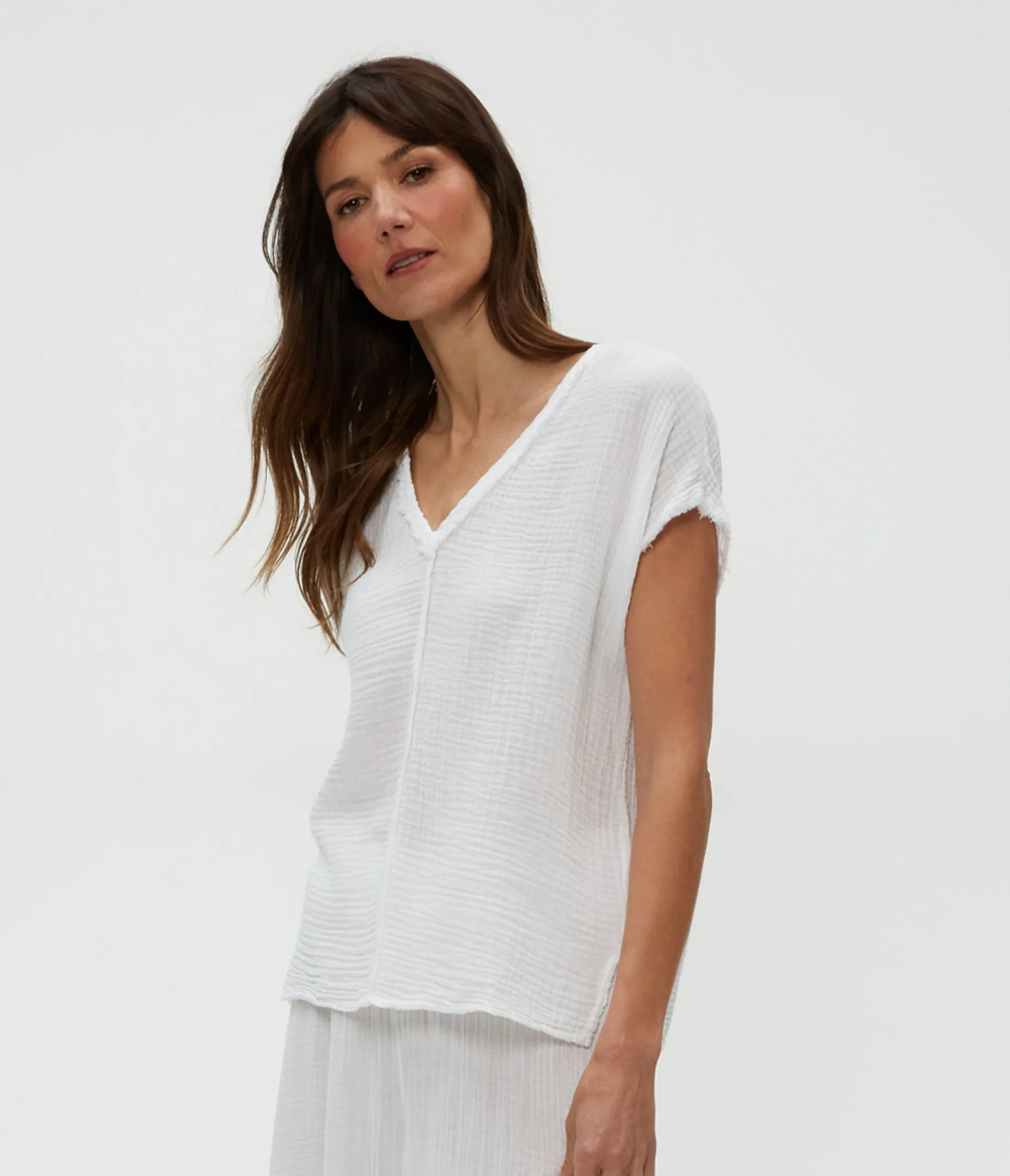 Draya Gauze V-Neck Top
