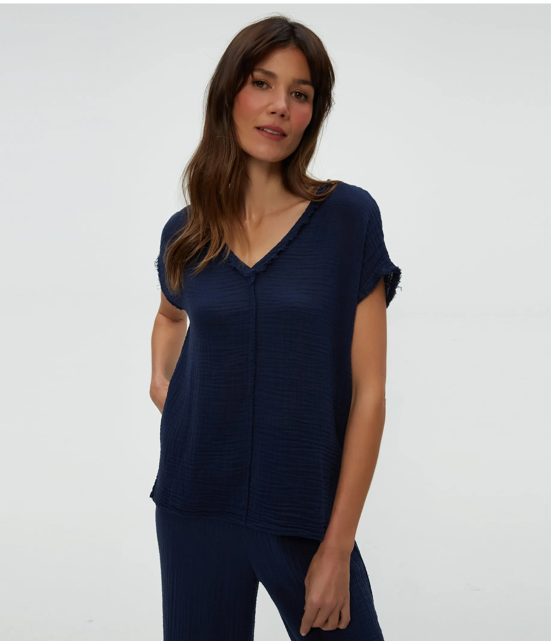 Draya Gauze V-Neck Top