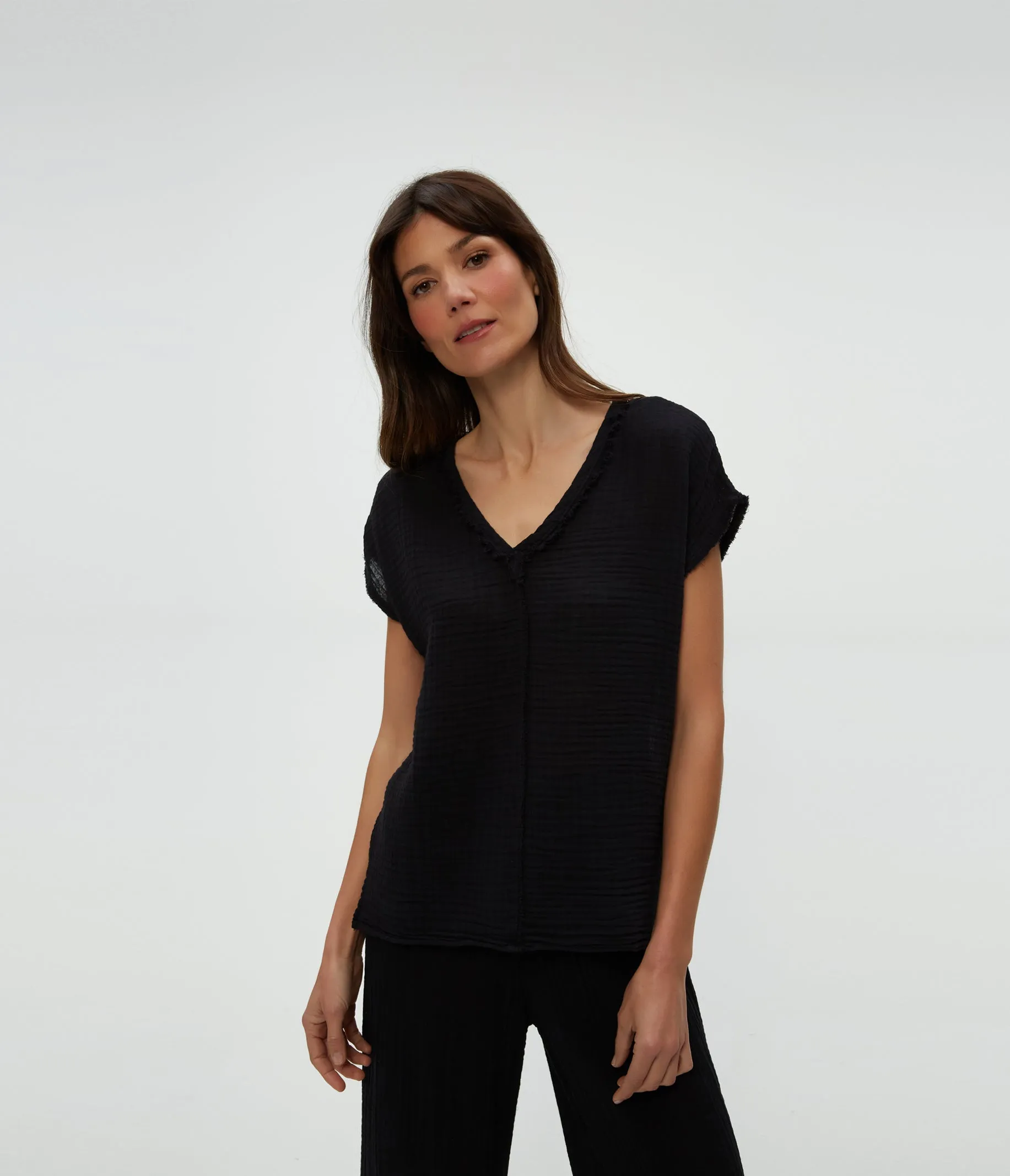 Draya Gauze V-Neck Top