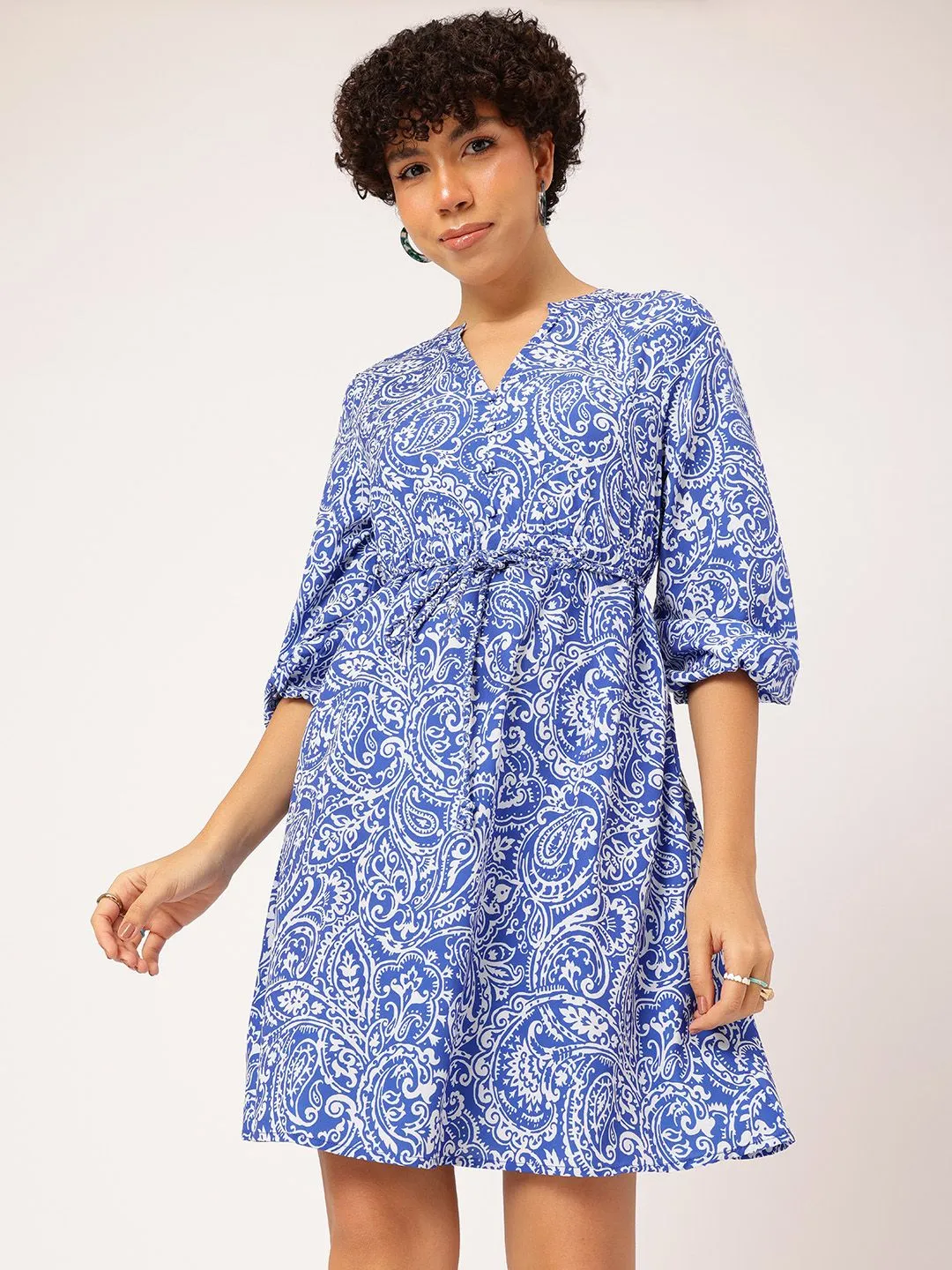 DressBerry Vintage Vibes Paisley Print Fit & Flare Dress