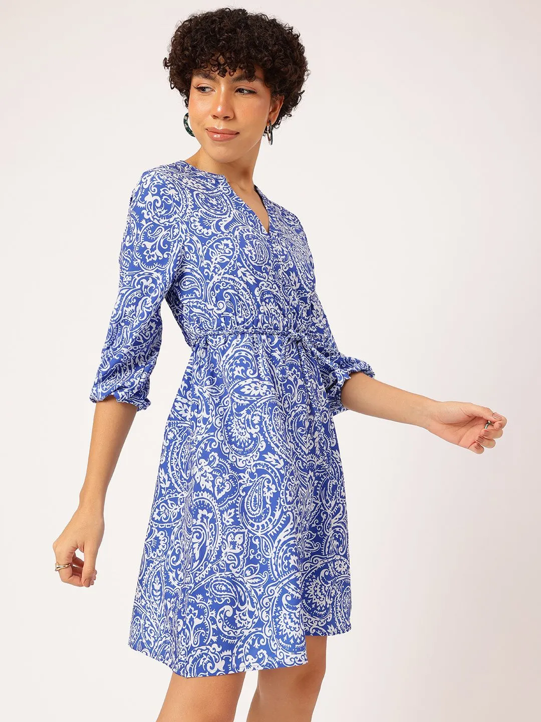 DressBerry Vintage Vibes Paisley Print Fit & Flare Dress