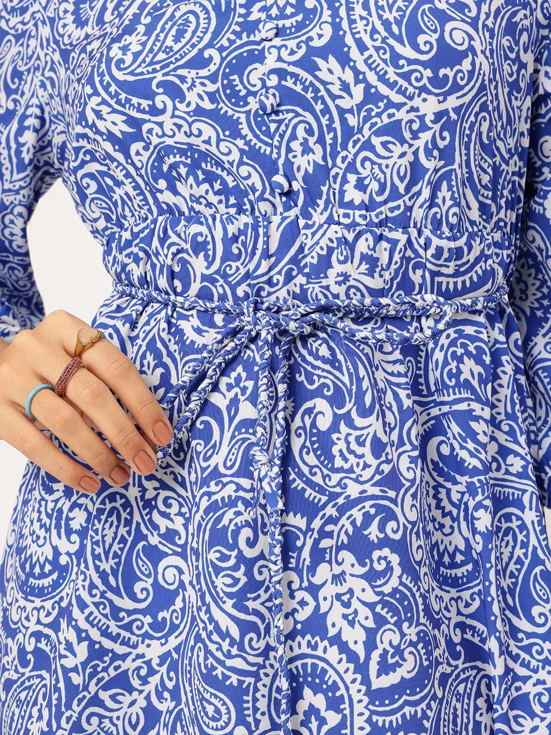 DressBerry Vintage Vibes Paisley Print Fit & Flare Dress