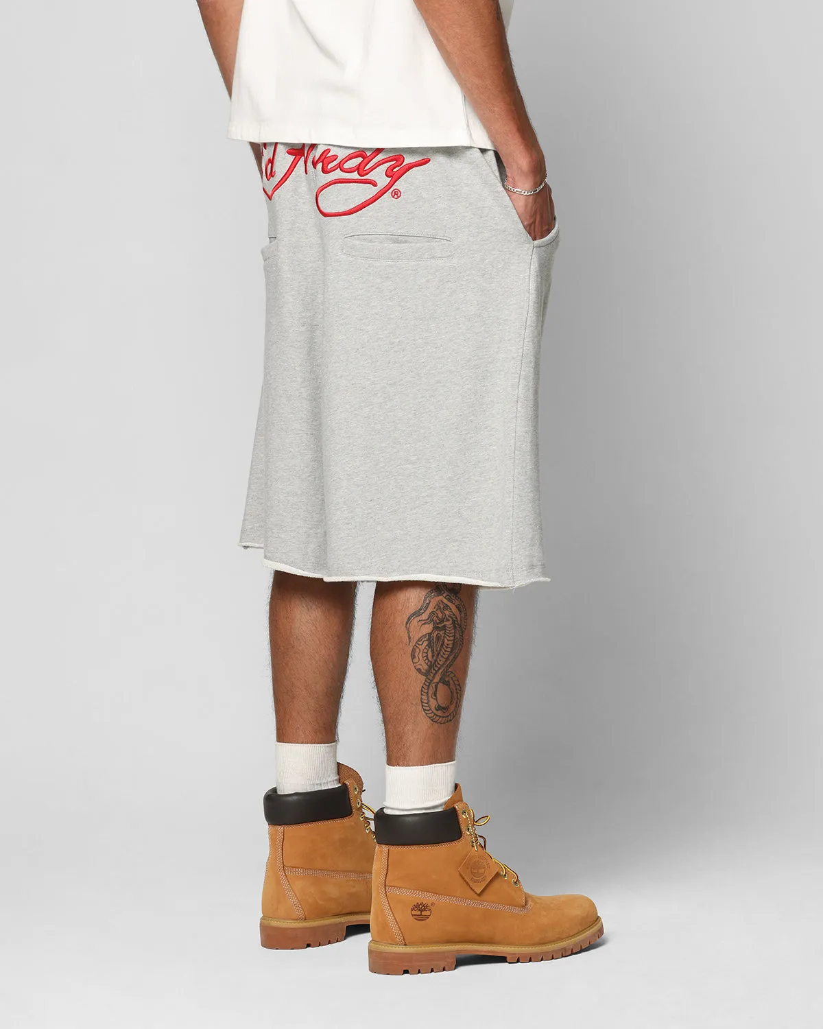Ed Hardy Baggy Fleece Shorts Grey Marle