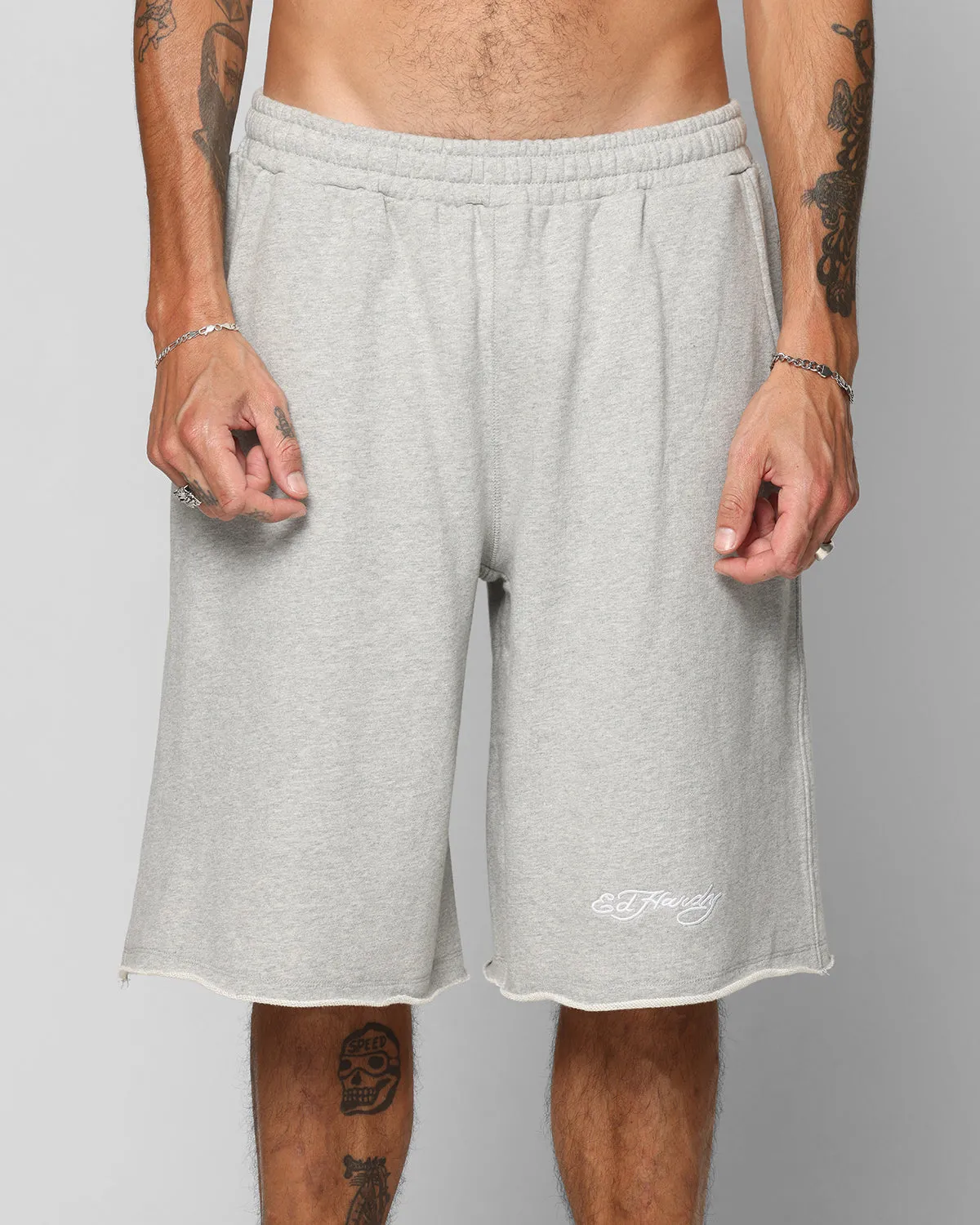 Ed Hardy Baggy Fleece Shorts Grey Marle