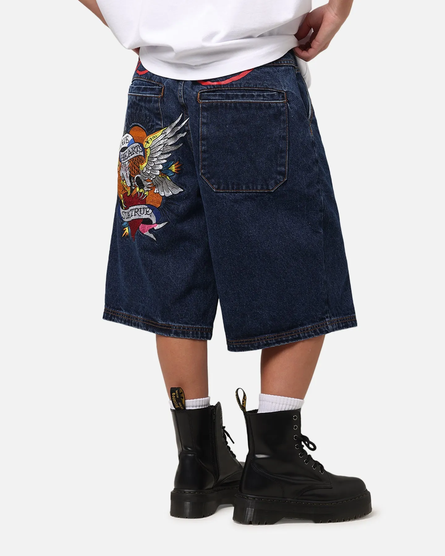 Ed Hardy Brave Hearts Jorts Indigo