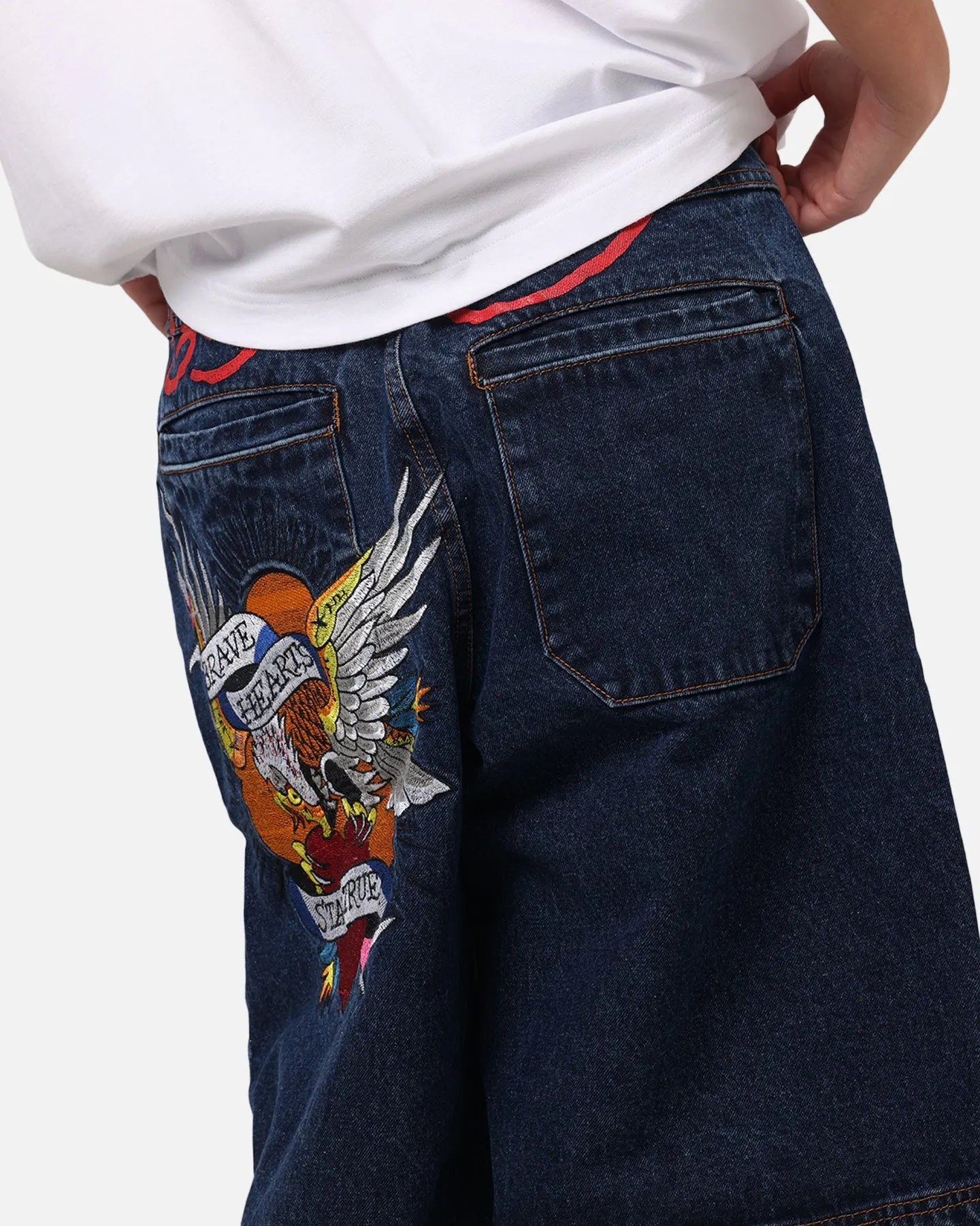 Ed Hardy Brave Hearts Jorts Indigo