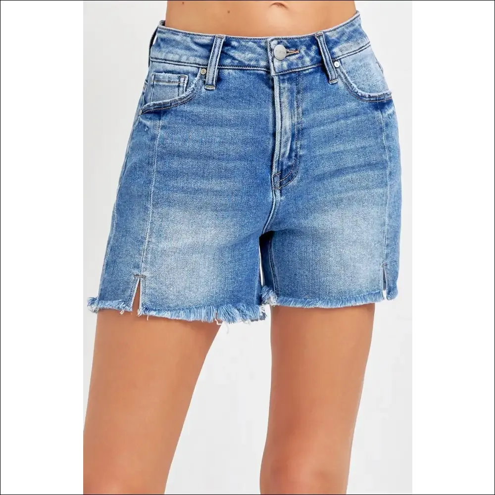 Edgy Front Slit Raw Hem Denim Shorts for Women