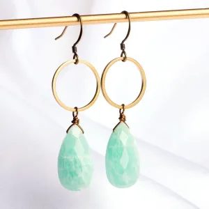 Edgy Petal - Earrings - Large Teardrop and Circle (Amazonite) #AZ-33