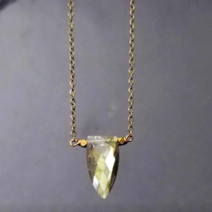 Edgy Petal - Necklace - Shield Cut Pendant (Labradorite) #L-91