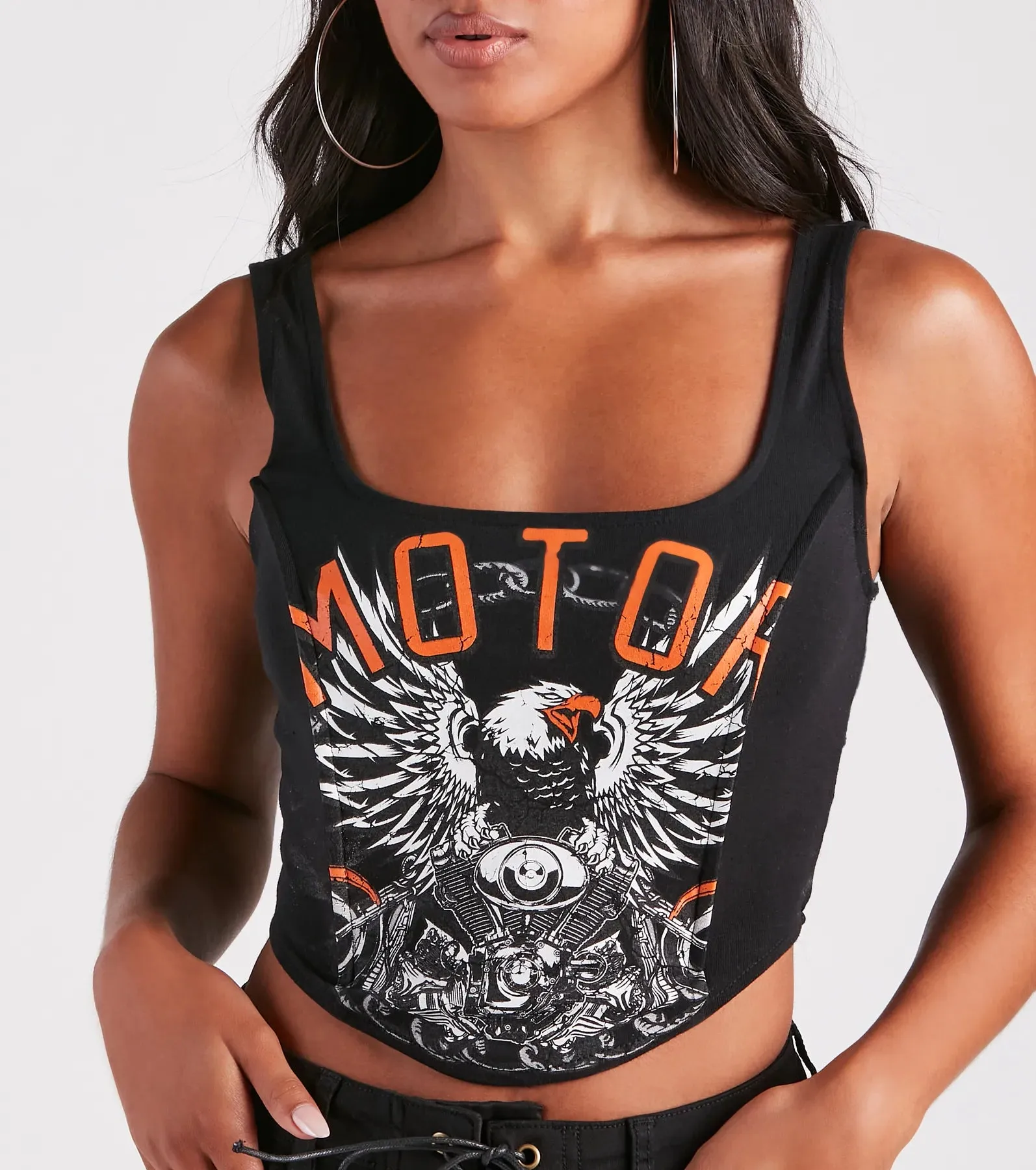 Edgy Vibes Eagle Graphic Cropped Tank