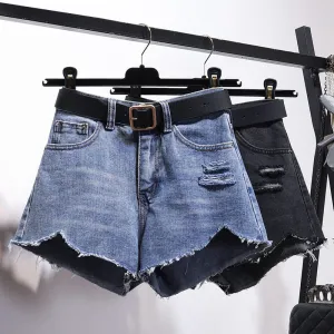 EdgyCut Irregular Denim Shorts