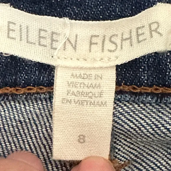 Eileen Fisher Straight Slim Leg Jeans Size 8 Organic Cotton Premium Denim