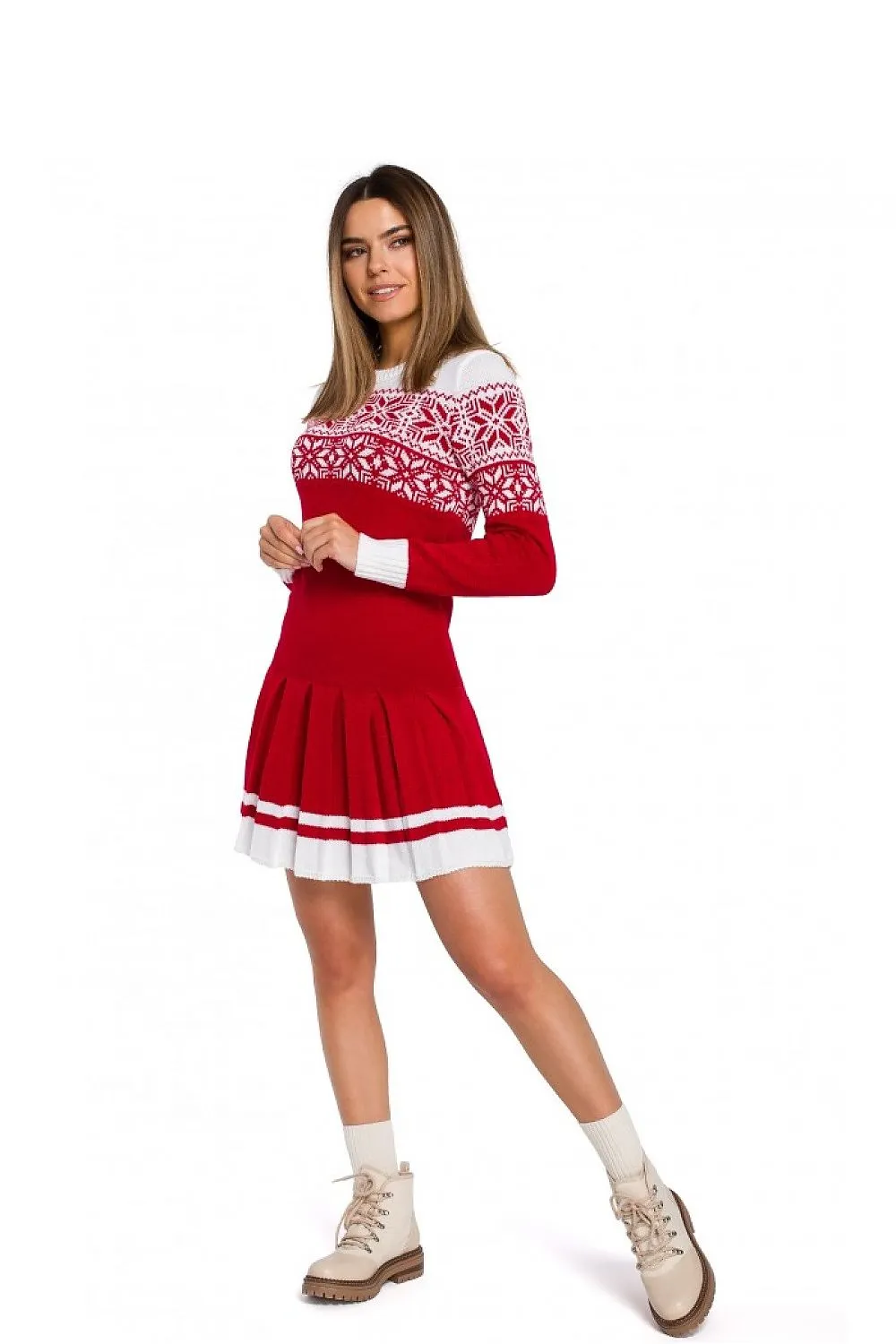 Elegant Two-Tone Relaxed Fit Sweater Dress