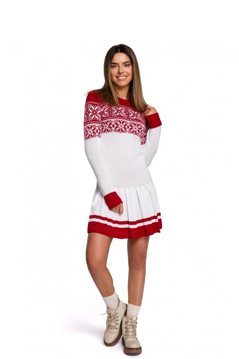 Elegant Two-Tone Relaxed Fit Sweater Dress