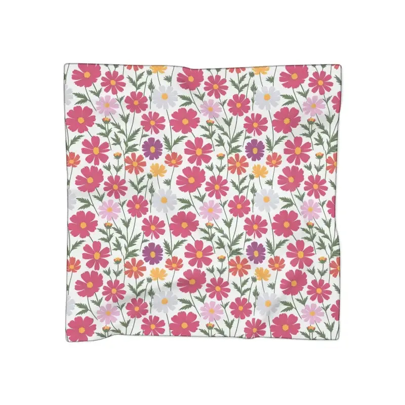 Elegant White Poly Scarf with Large Floral Pattern