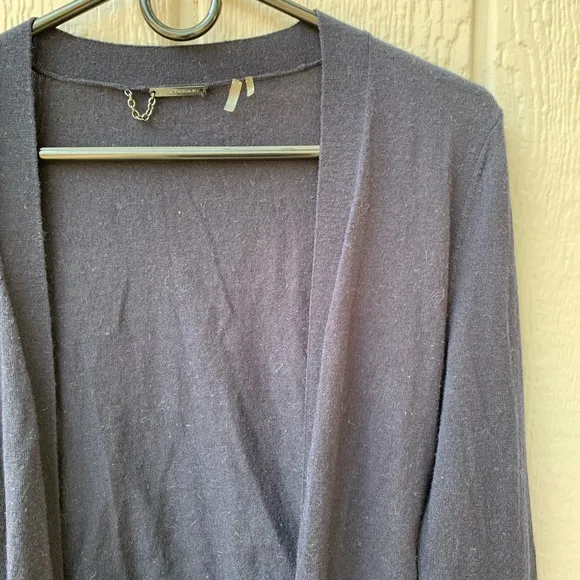 Elie Tahari 100% extra fine merino wool high low lightweight open wool cardigan