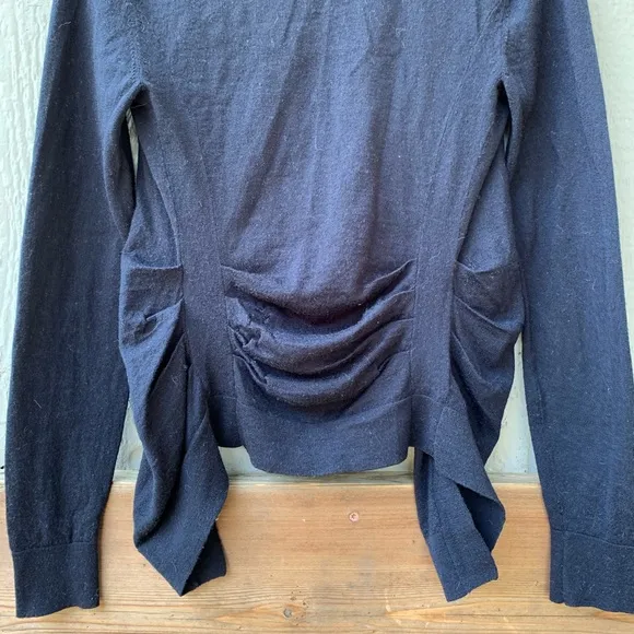 Elie Tahari 100% extra fine merino wool high low lightweight open wool cardigan