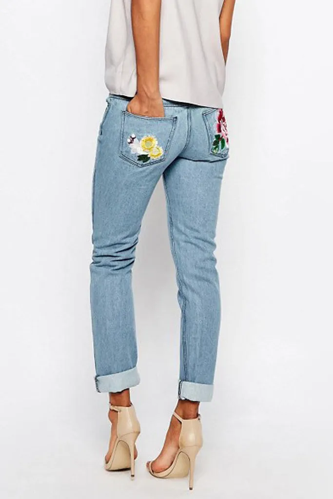 Embroidered Denim Jeans
