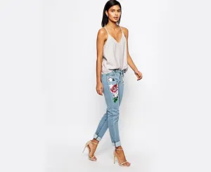 Embroidered Denim Jeans