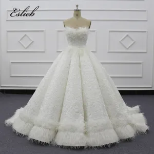 Eslieb Stunning Feathers wedding dress luxury 2020 brand real work Ball Gown Sweetheart Wedding dresses Bride Dresses Sj130