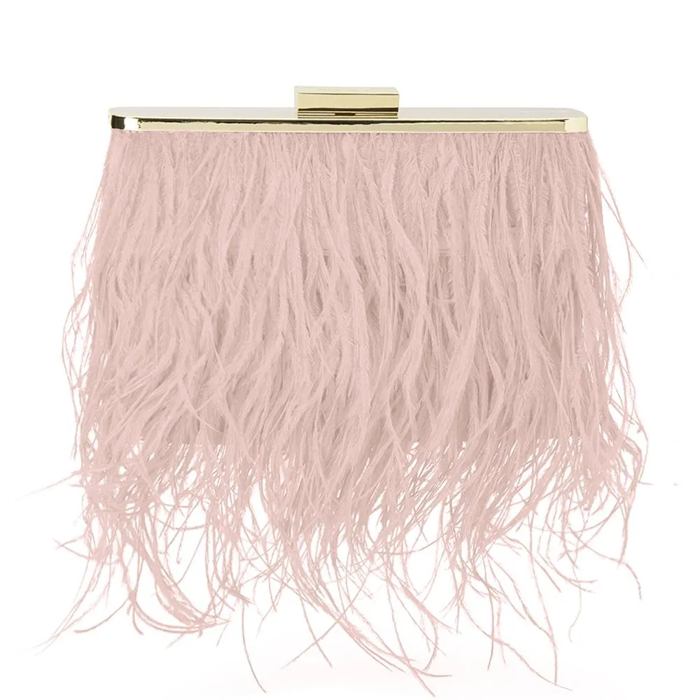Estelle Feather Fringed Shoulder Bag in Blush