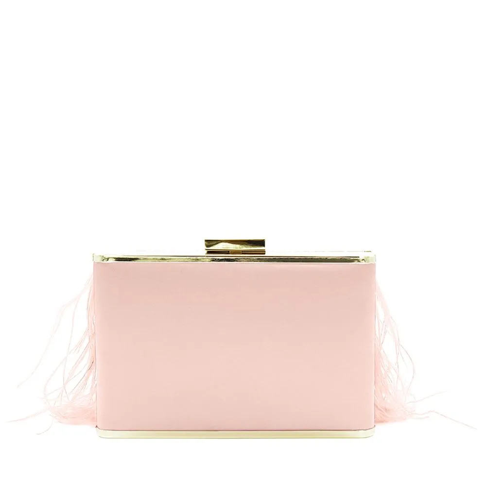 Estelle Feather Fringed Shoulder Bag in Blush