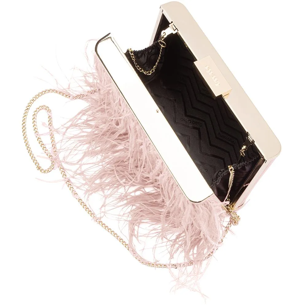 Estelle Feather Fringed Shoulder Bag in Blush