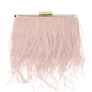 Estelle Feather Fringed Shoulder Bag in Blush