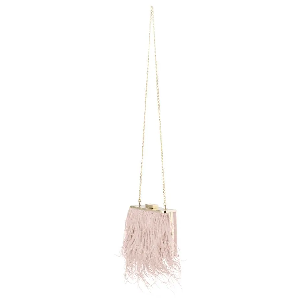 Estelle Feather Fringed Shoulder Bag in Blush