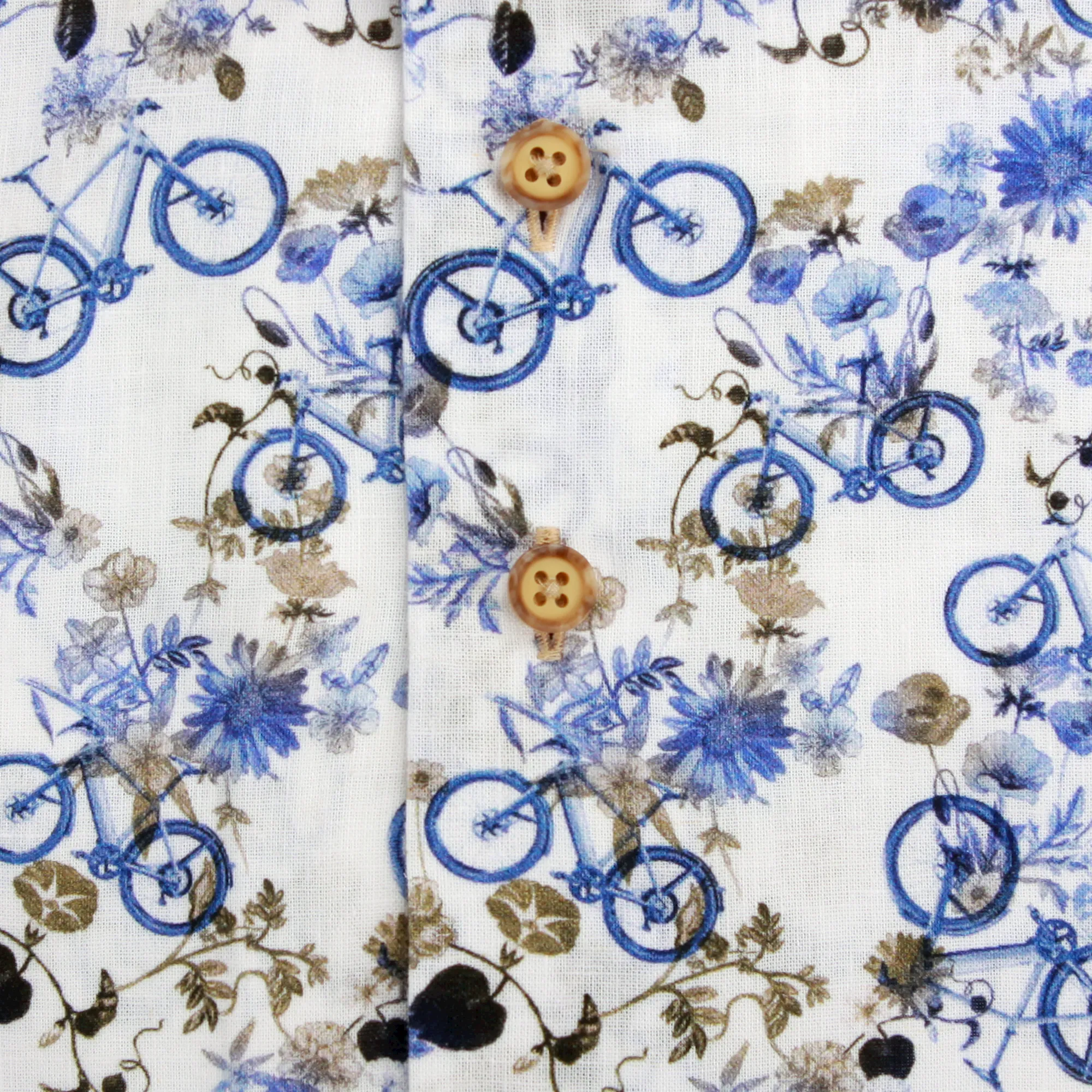 Extra long sleeves. Bicycle print linen shirt