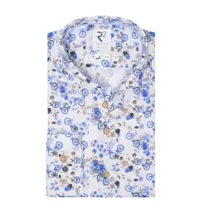 Extra long sleeves. Bicycle print linen shirt