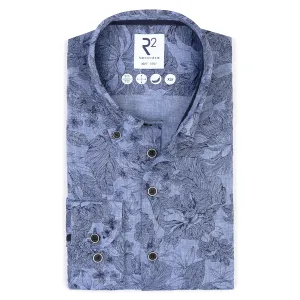 Extra long sleeves. Floral print linen blend shirt