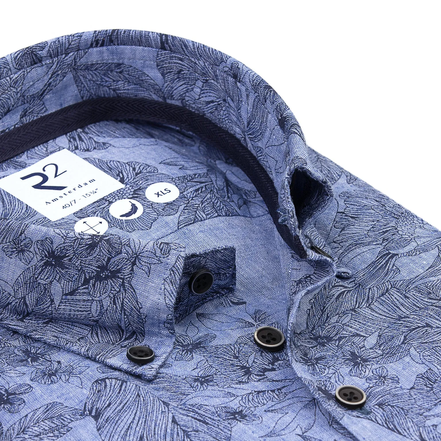 Extra long sleeves. Floral print linen blend shirt