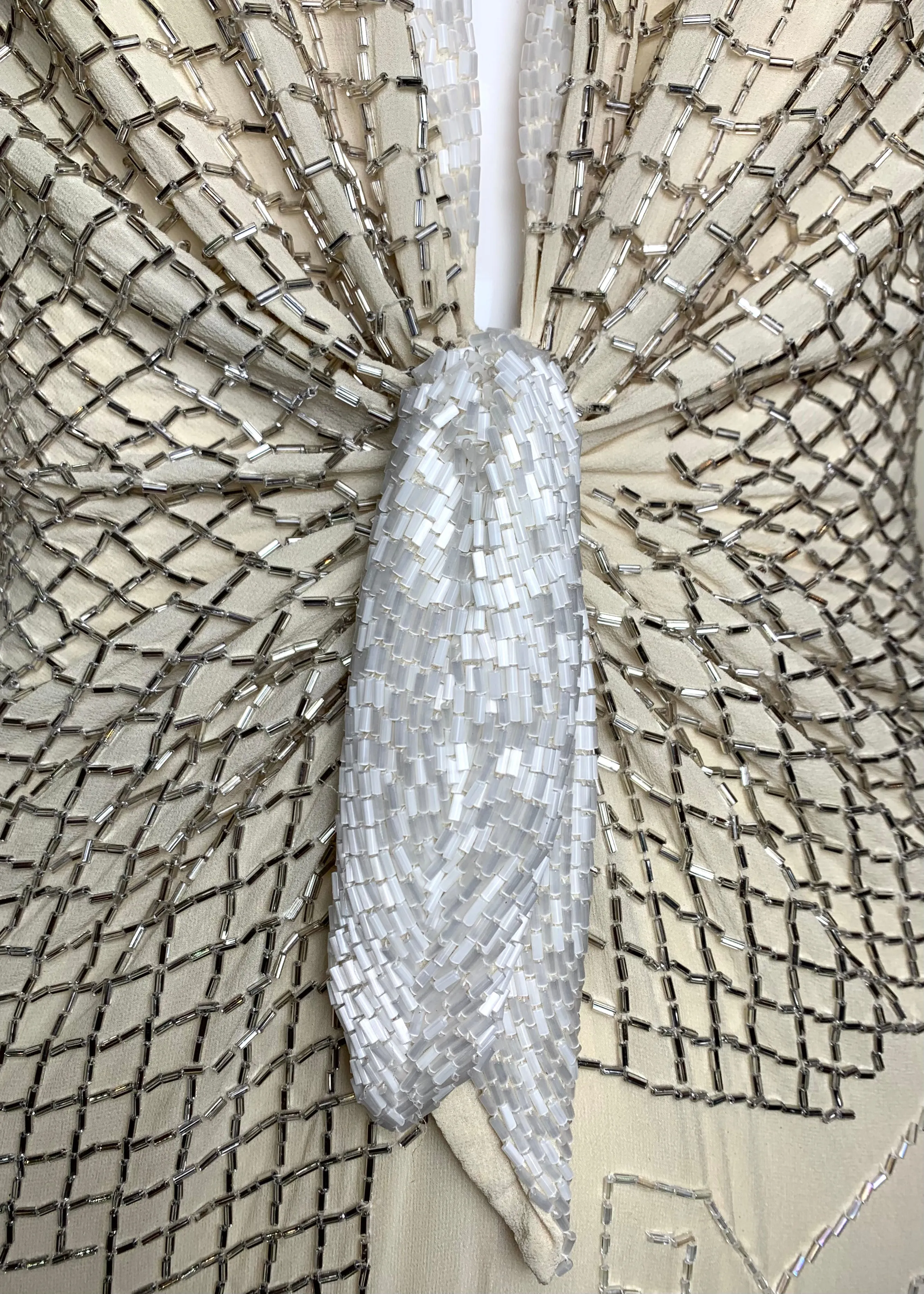 Fabrice 80s Ivory Silk  Beaded Gown with Stars and Diamonds