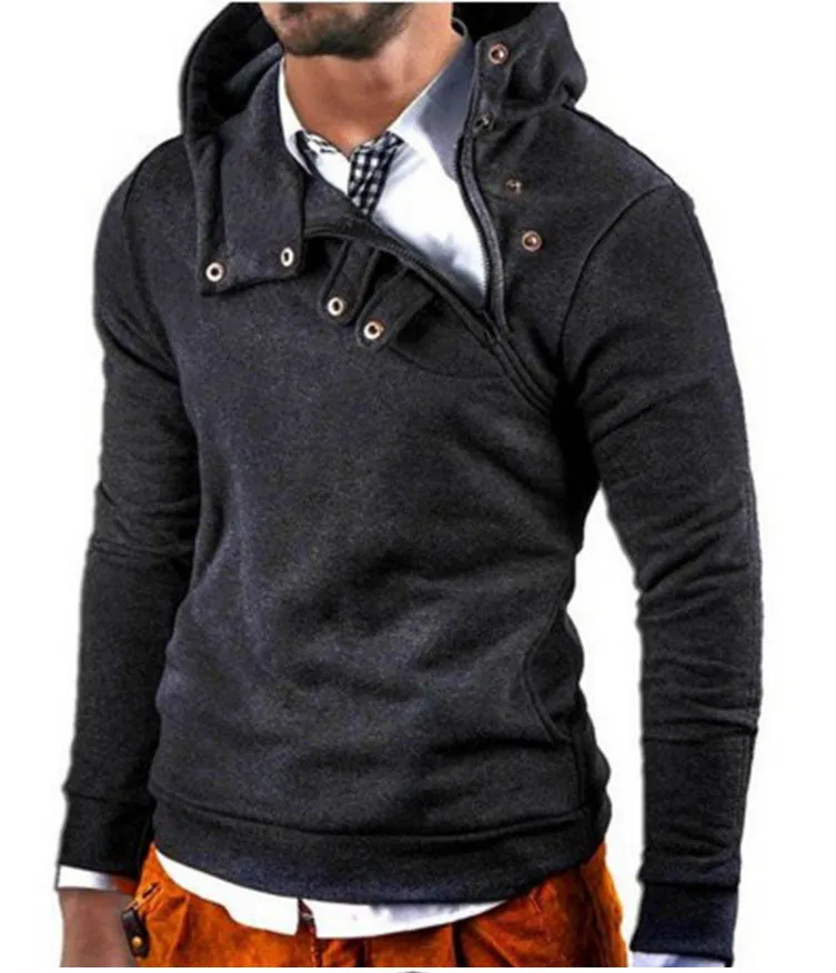 Fashion Oblique Zipper Style Men Hoodies Autumn Clothing Slim Fit Poleron Hombre Plus Size M-3XL Assassins Creed Hoodie