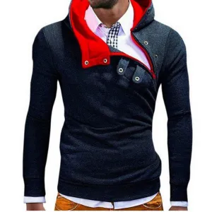 Fashion Oblique Zipper Style Men Hoodies Autumn Clothing Slim Fit Poleron Hombre Plus Size M-3XL Assassins Creed Hoodie