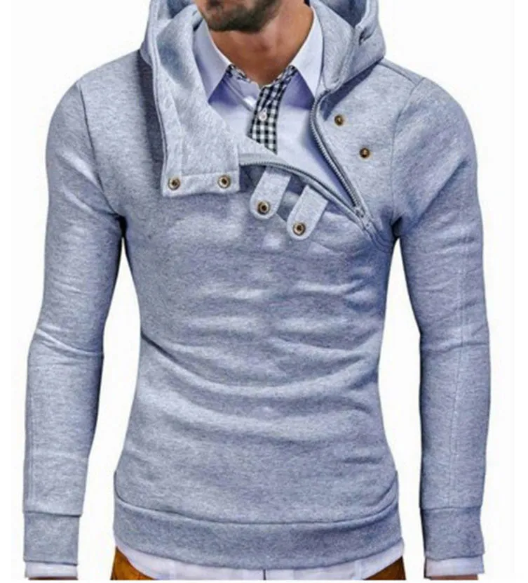 Fashion Oblique Zipper Style Men Hoodies Autumn Clothing Slim Fit Poleron Hombre Plus Size M-3XL Assassins Creed Hoodie