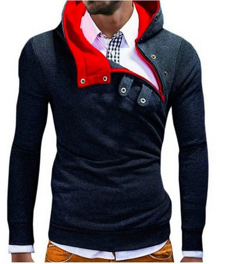 Fashion Oblique Zipper Style Men Hoodies Autumn Clothing Slim Fit Poleron Hombre Plus Size M-3XL Assassins Creed Hoodie