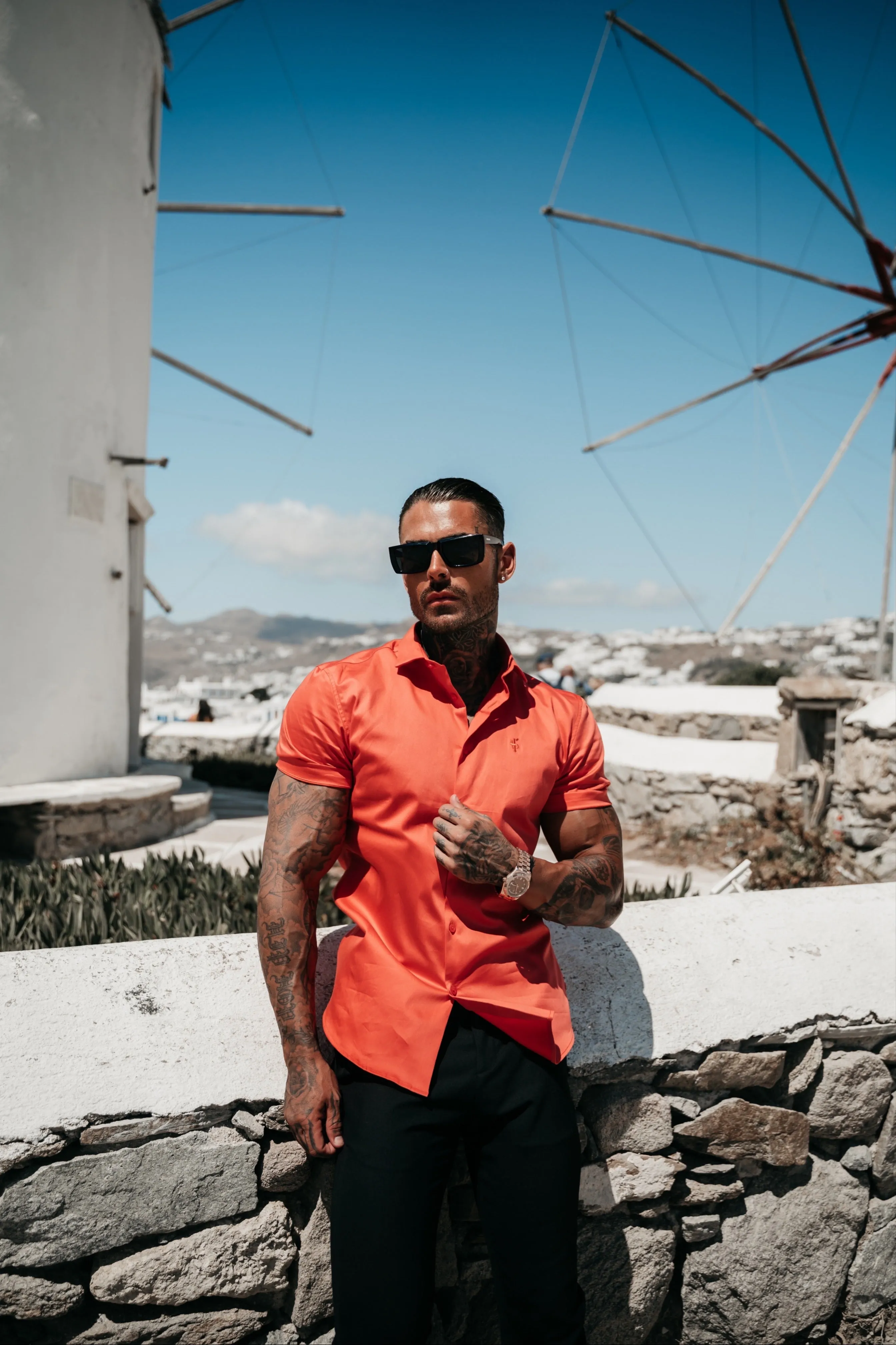 Father Sons Slim Sateen Coral Short Sleeve - FS968