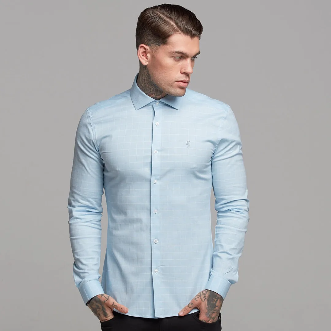 Father Sons Super Slim Stretch Blue and White Grid Check - FS454
