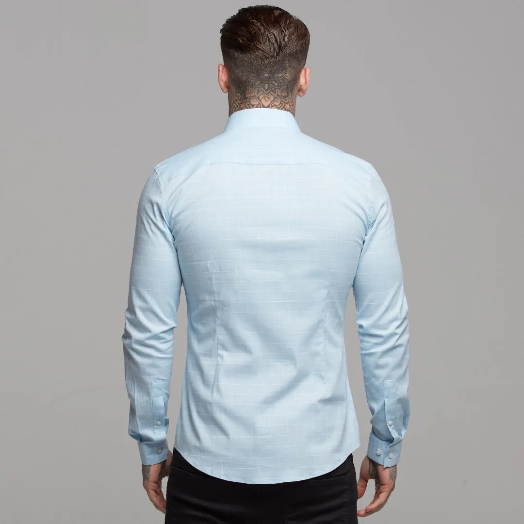 Father Sons Super Slim Stretch Blue and White Grid Check - FS454