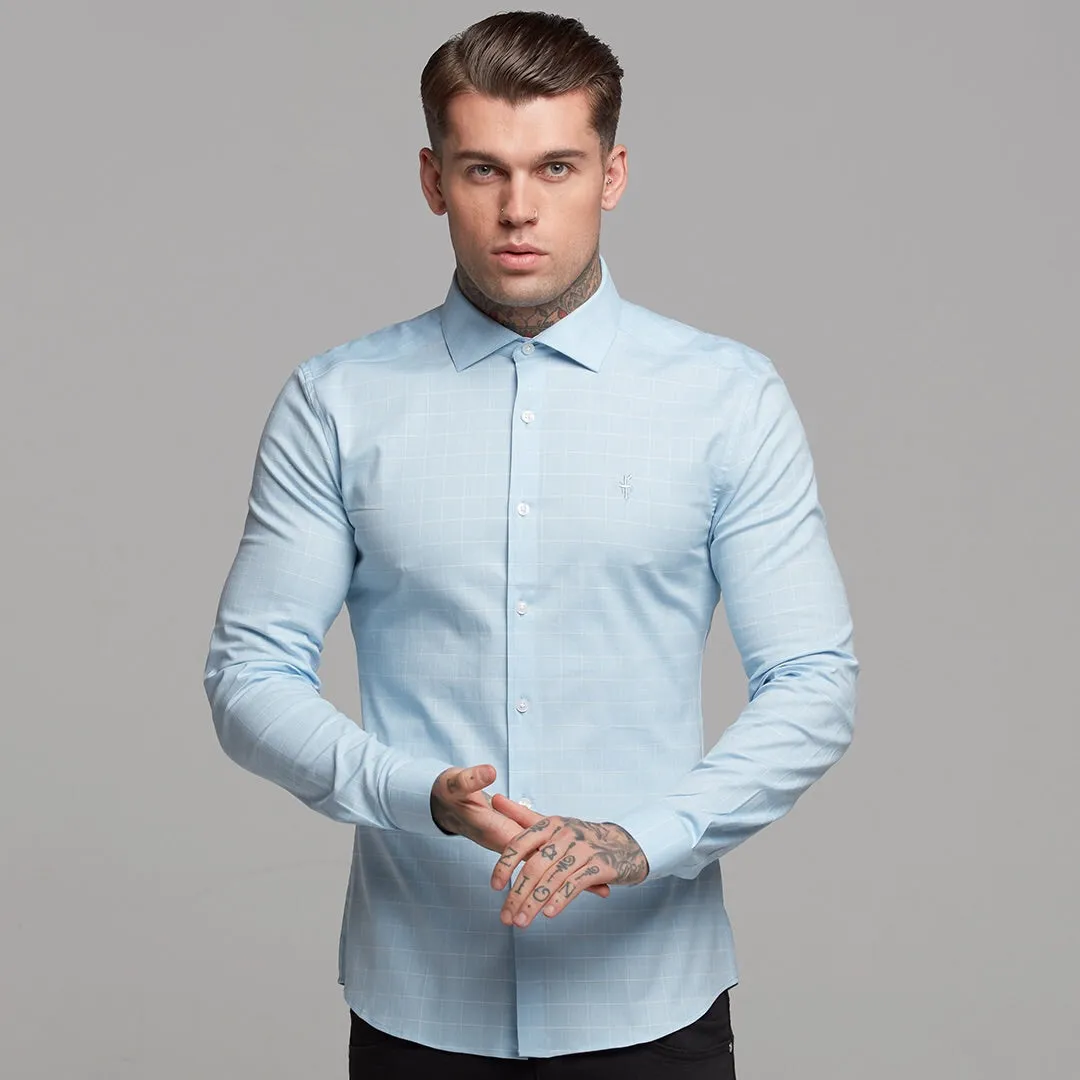 Father Sons Super Slim Stretch Blue and White Grid Check - FS454