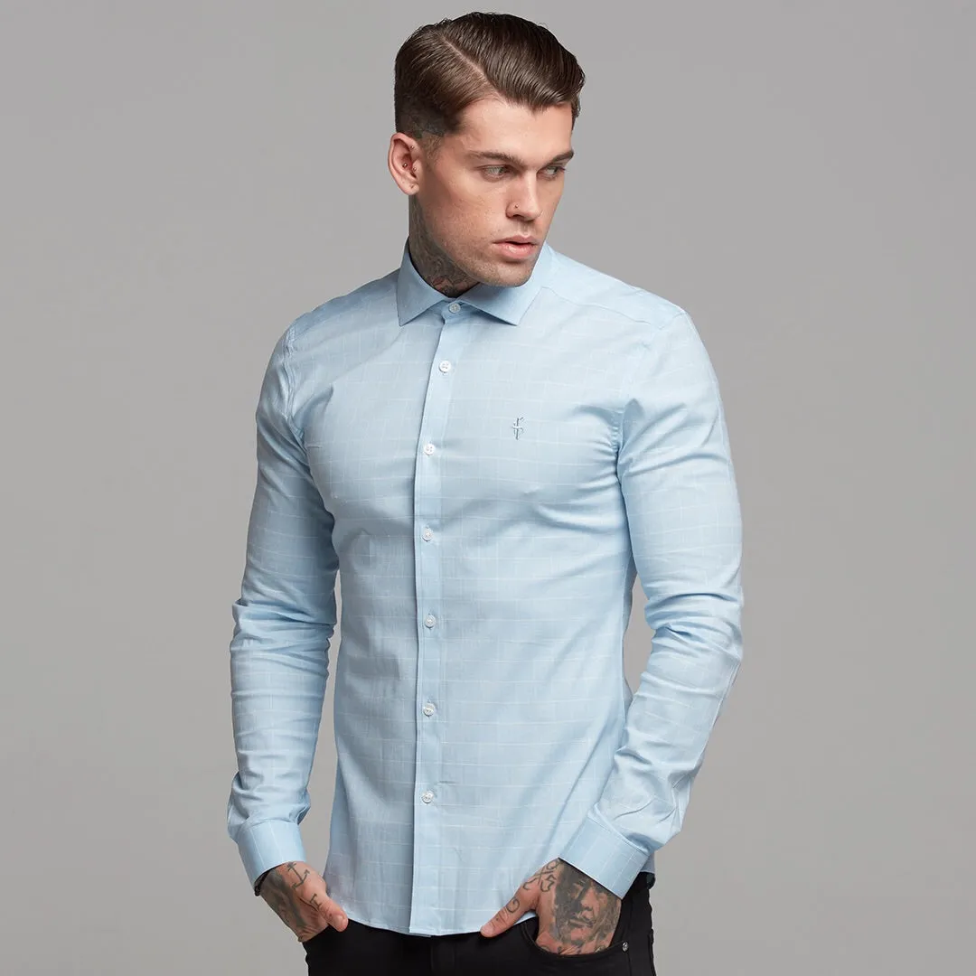 Father Sons Super Slim Stretch Blue and White Grid Check - FS454