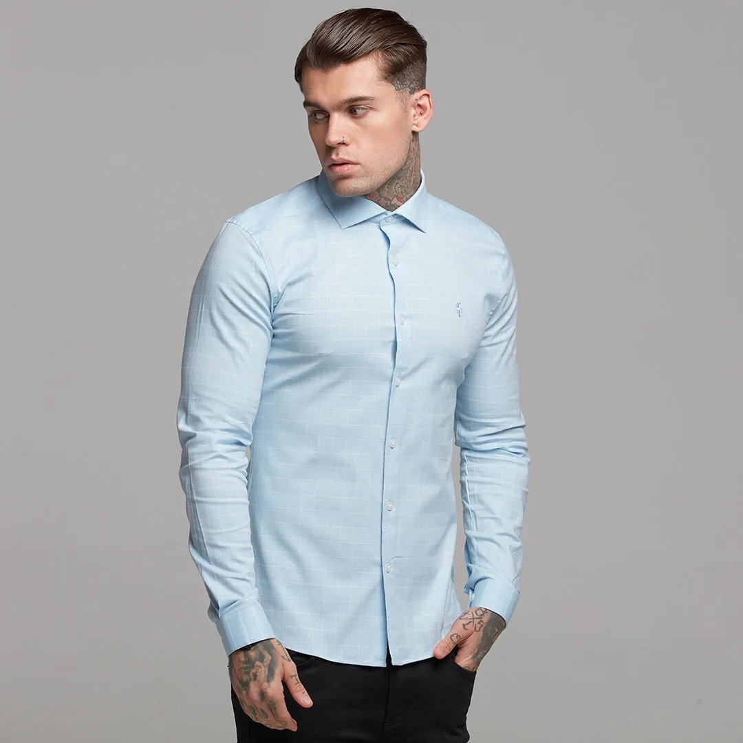 Father Sons Super Slim Stretch Blue and White Grid Check - FS454